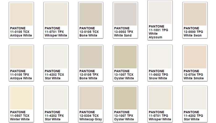 Pantone White Color Chart