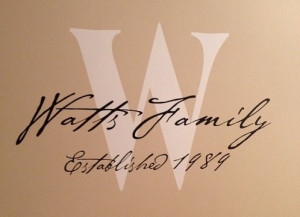 Watts Family Custom Vinyl Wall Letters Monogram