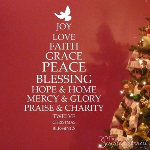 Hope, Faith, Love Christmas Tree Wall Decal: Holiday Custom Vinyl Stickers & Lettering