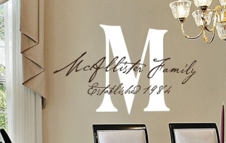 Custom Vinyl Wall & Window Monograms McAllister Sample