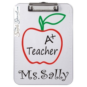 Homemade & Creative Gifts for Teachers: Vinyl Red Apple Stickers on Clear Plastic