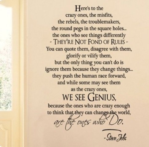 Steve Jobs Graduation Quote; "Here's to the misfits" personalized