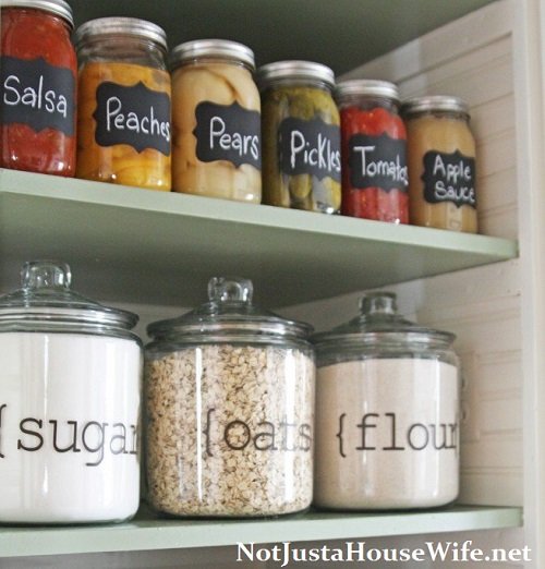 Vinyl Lettering Organization Ideas - Glass Canisters in Pantry