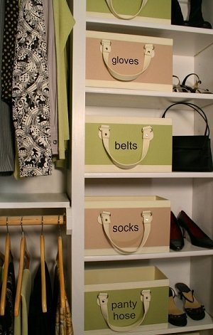 Vinyl Letters on Closet Boxes - Organization Ideas for the Home