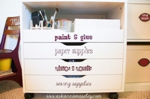 Craft Tower Organizer with Vinyl Letter Transfers