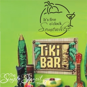"It's 5 o'clock somewhere" - Vinyl Wall & Window Lettering for Tikki Bar