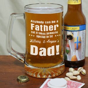 Anyone can be a dad beer mug with vinyl lettering for Father's Day