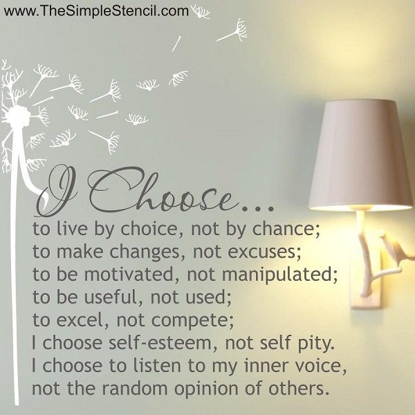 "I choose to live by choice, not by change..." Confidence Custom Vinyl Wall Words Quote