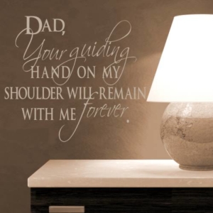 Fathers Day Custom Vinyl Wall Lettering: "Your Hand-On My Shoulder..." Quote