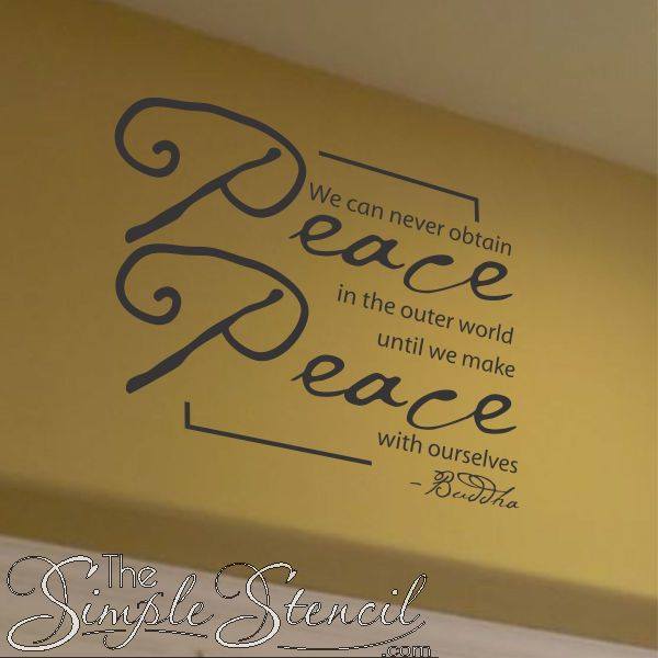 "We can never attain peace with the outer world..." - Buddha Spiritual Quote for Walls