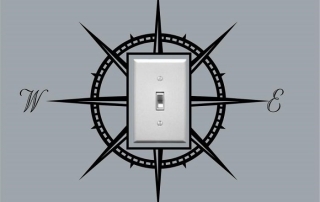 Compass Light Switch Vinyl Decal Cover - Beach & Nautical