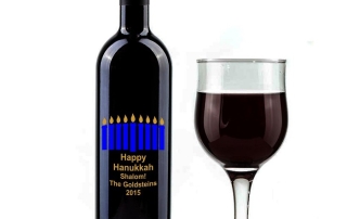 Hanukkah Wine Bottle with Menorah Vinyl Decal & Lettering