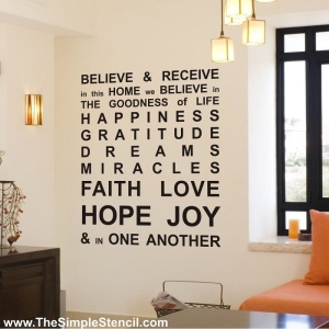 "Believe and Receive Miracles & The Goodness of Life" - Spiritual Vinyl Wall Words & Quotes
