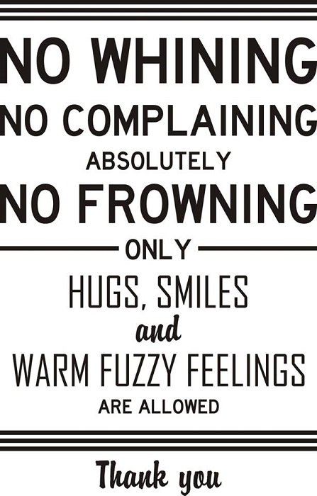 "No Whining or Complaining - Just Hugs" - Business Sign with Vinyl Wall Words