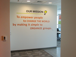 Mission Statement Vinyl Lettering example with Logo or Graphic added