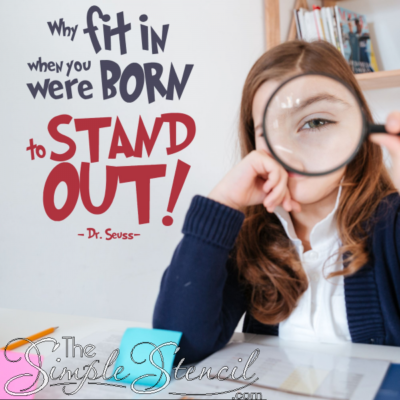 Born To Stand Out Dr Seuss Wall Quote Decal Sticker For Decorating Childs Room, Library or School Classrooms
