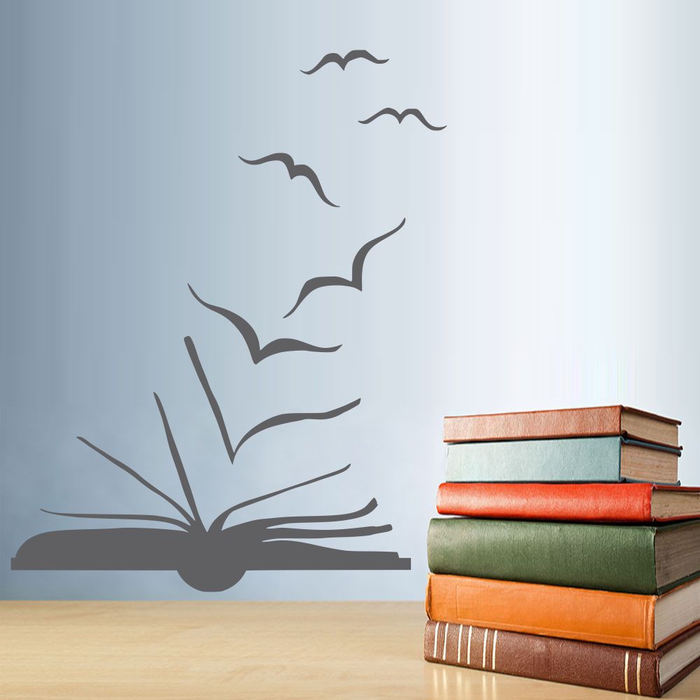 Book Wings Wall Decal - book pages turning into flying birds is a great way to decorate a library wall to show how books can help you "fly"!
