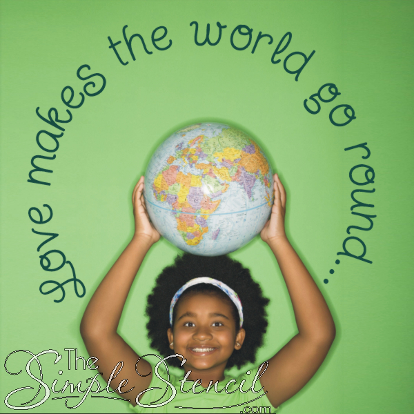 Love makes the world go round... Large wall circle decal to promote kindness at home or school. 