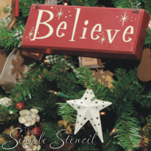Decals are an easy and fun way to add some festive decor to your walls, doors and windows. They can also be used to create custom decor or gifts like this Believe ornament. So many ideas available at The Simple Stencil