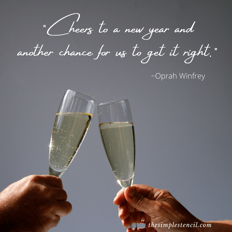 Cheers to a new year and another chance to get it right. Oprah Winfrey Wall Quote Decal