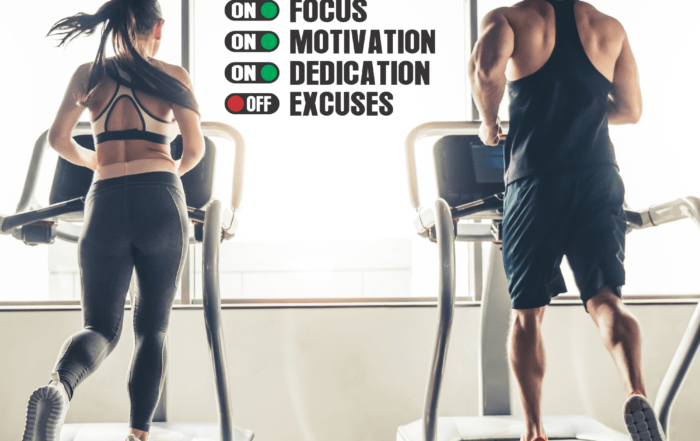 Focus ON, Motivation ON, Dedication On, Excuses OFF - Gym and fitness center wall or window decal by The Simple Stencil