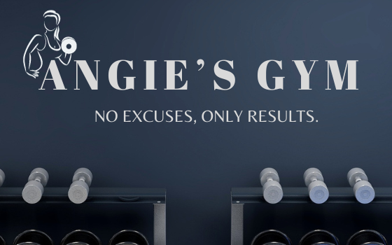angie's gym logo on fitness center wall to increase motivation and brand business at the same time. By The Simple Stencil