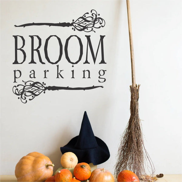 Broom Parking witch Halloween wall decal