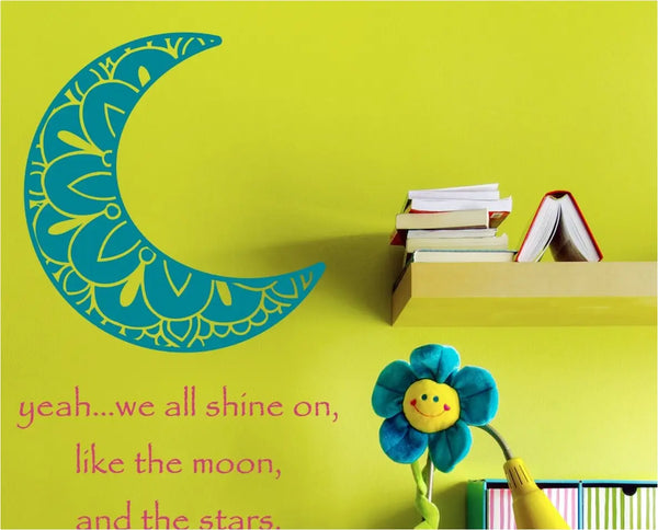 Embellished moon vinyl wall decal