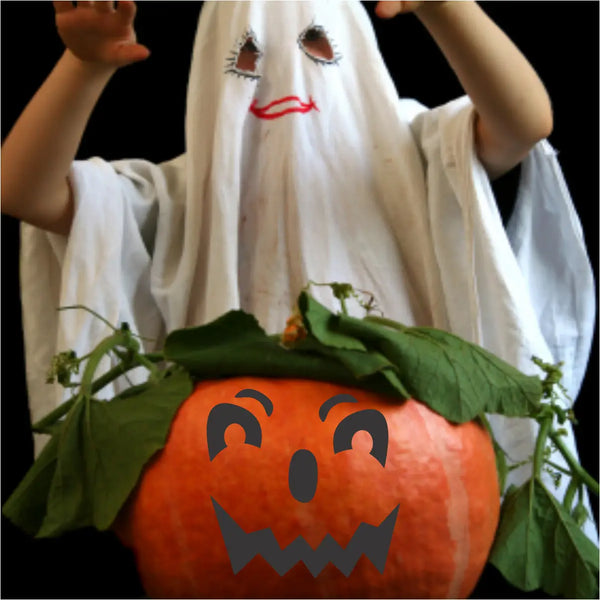Jack-o-lantern face decal pack for pumpkins