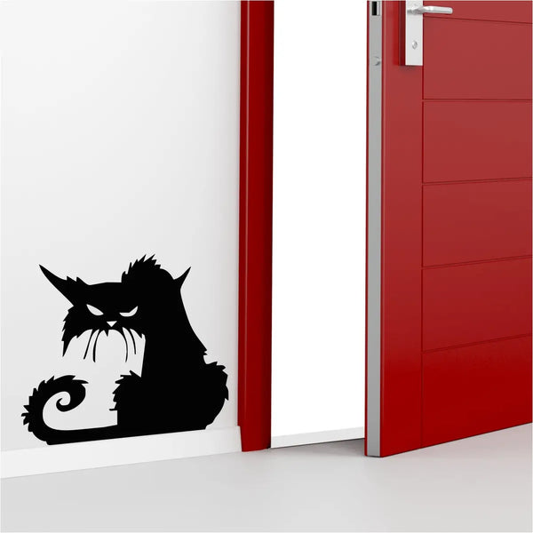 Spooky black cat Halloween window decal