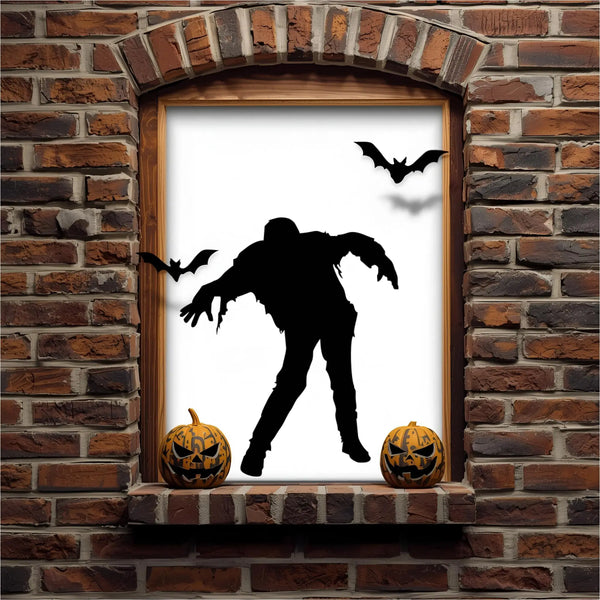 Walking zombie silhouette Halloween wall decal