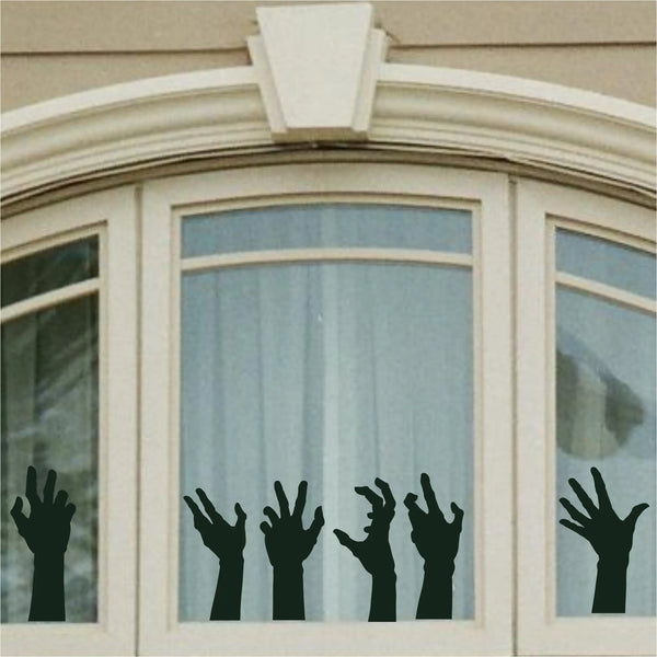 Six zombie hands Halloween wall and window decals